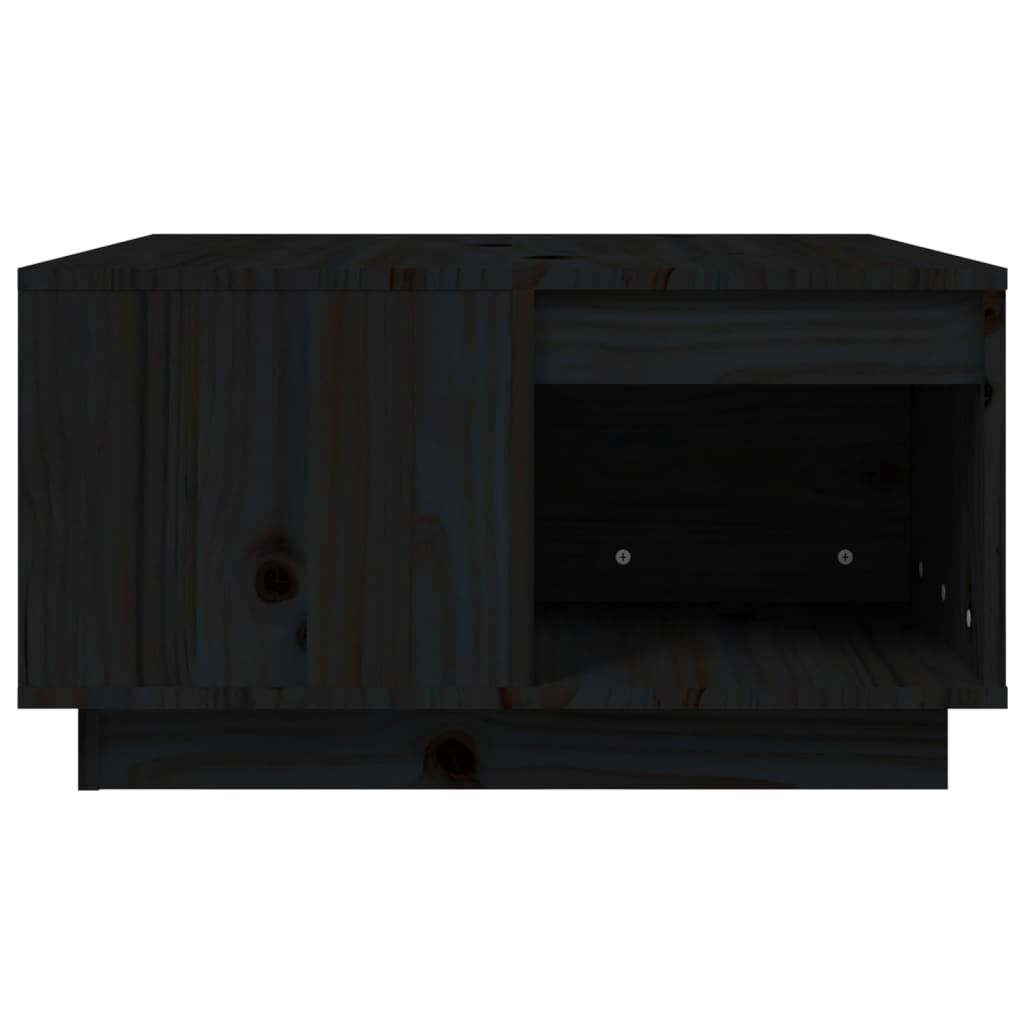 vidaXL Τραπεζάκι Σαλονιού Μαύρος 60x61x32,5 εκ. από Μασίφ Ξύλο Πεύκου