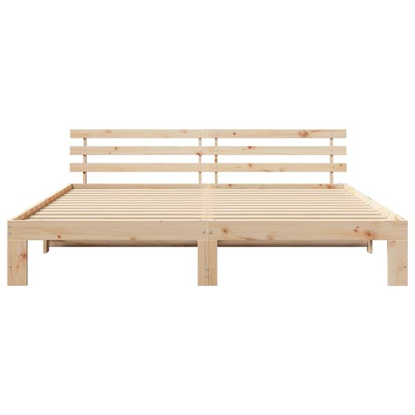 vidaXL Σκελετός Κρεβατιού Καφέ 200 x 200 cm Μασίφ ξύλο πεύκου