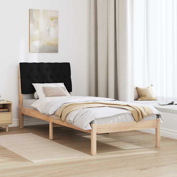 vidaXL Σκελετός Κρεβατιού με Επενδεδυμένο Κεφαλάρι Καφέ 80 x 200 cm