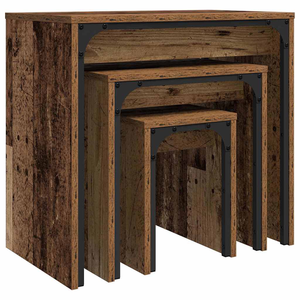 vidaXL Φωτιστικό Τραπεζάκι 3 pcs Παλαιό ξύλο 60 x 35 x 56 εκ.