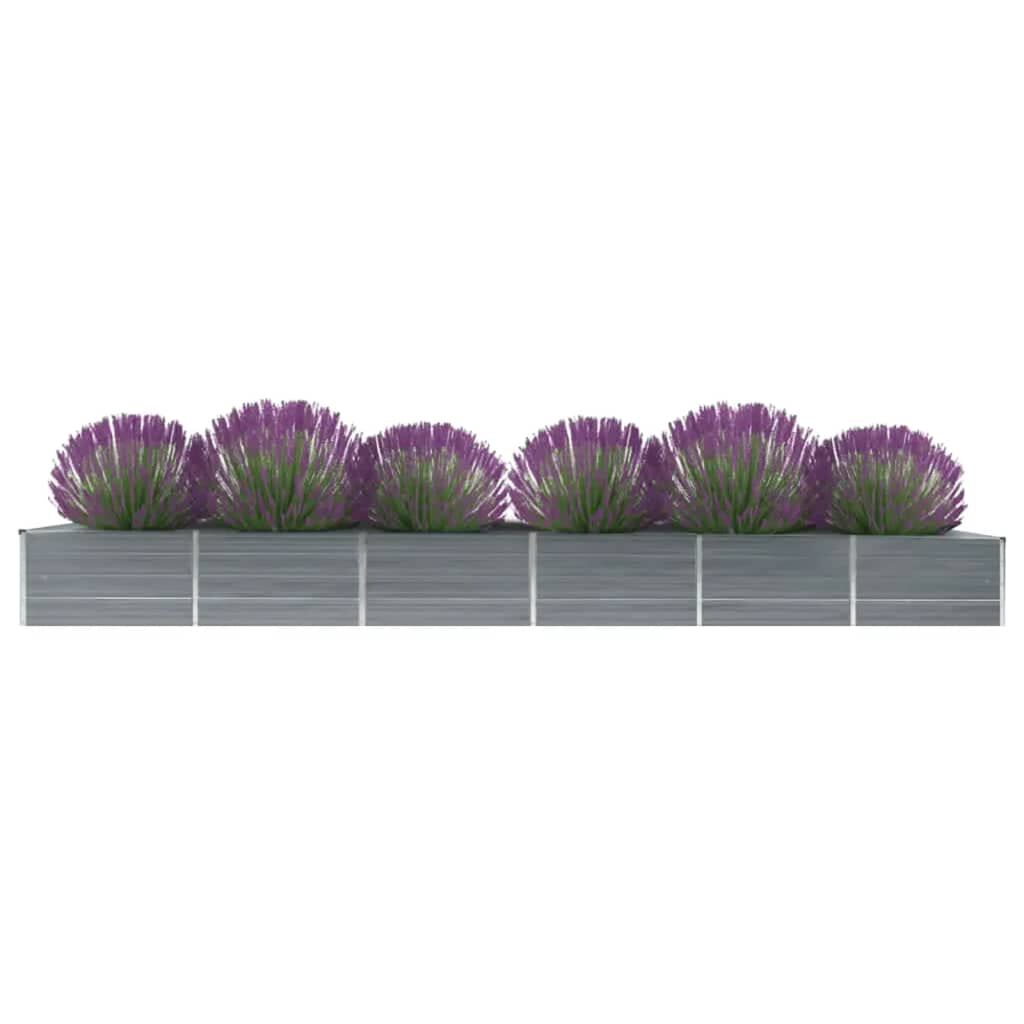 vidaXL Ζαρντινιέρα Υπερυψωμένη Γκρι 480x80x45 εκ. Γαλβαν. Χάλυβας