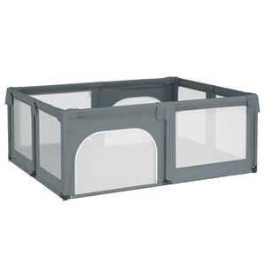 vidaXL Παρκοκρέβατο Βρεφικό με 2 Πόρτες Ανοιχτό Γκρι από Ύφασμα Oxford