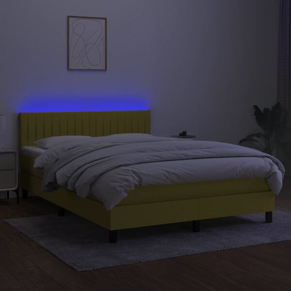 vidaXL &Kappa;&rho;&epsilon;&beta;ά&tau;&iota; Boxspring &mu;&epsilon; &Sigma;&tau;&rho;ώ&mu;&alpha; & LED &Mu;&pi;&lambda;&epsilon; 140x200 &epsilon;&kappa;. &Upsilon;&phi;&alpha;&sigma;&mu;ά&tau;&iota;&nu;&omicron;