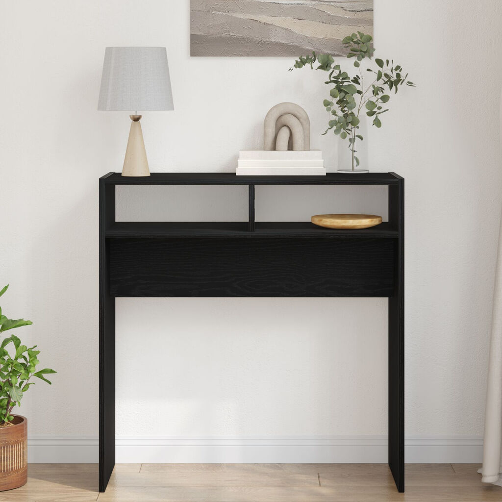 vidaXL Μαύρο Δρυς Τραπέζι Κονσόλας - 78x30x80 εκ. - Φτιαγμένο από Επεξεργασμένο Ξύλο