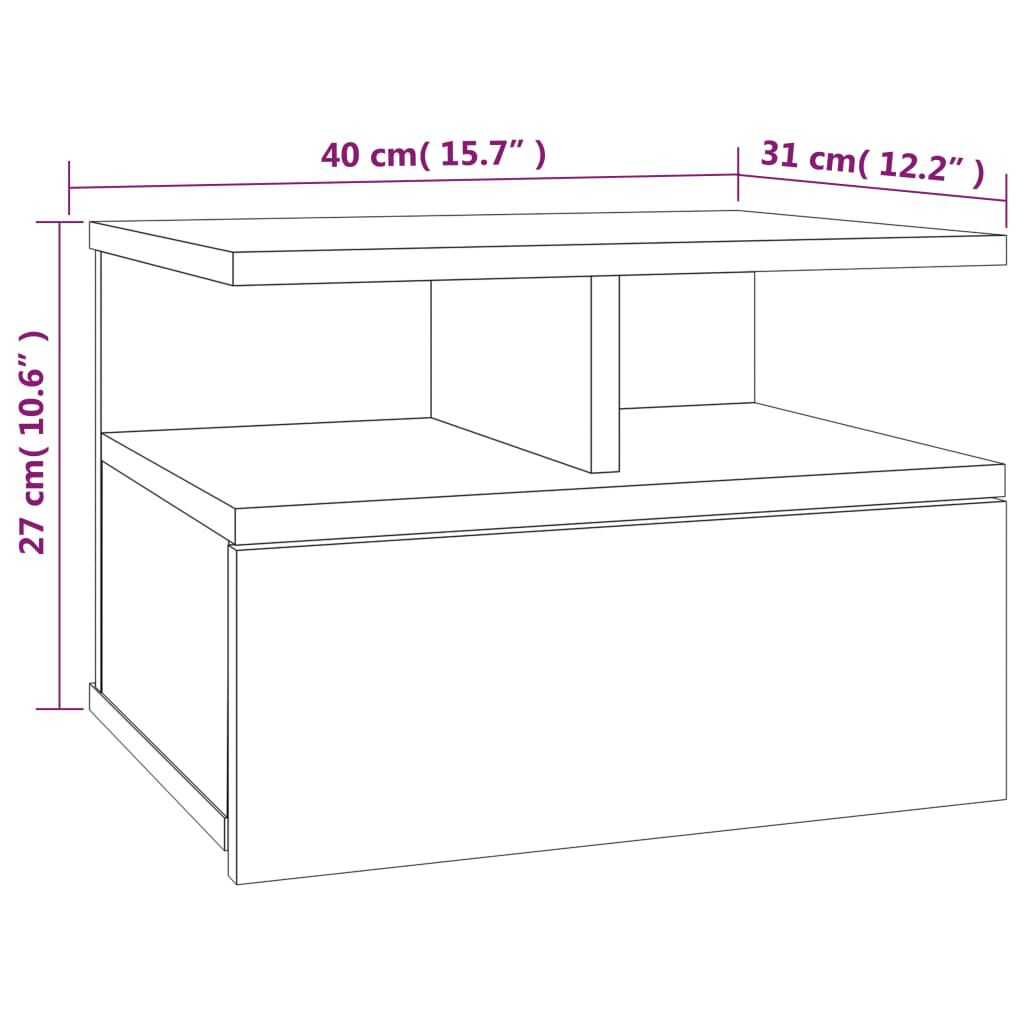 vidaXL Κομοδίνα Κρεμαστά 2 τεμ. Γκρι sonoma 40x31x27 εκ. Επεξεργ. Ξύλο