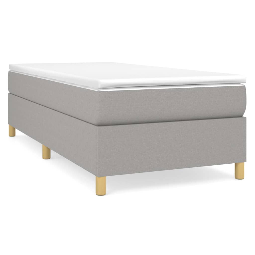 vidaXL Κρεβάτι Boxspring με Στρώμα Ανοιχτό Γκρι 100x200 εκ. Υφασμάτινο
