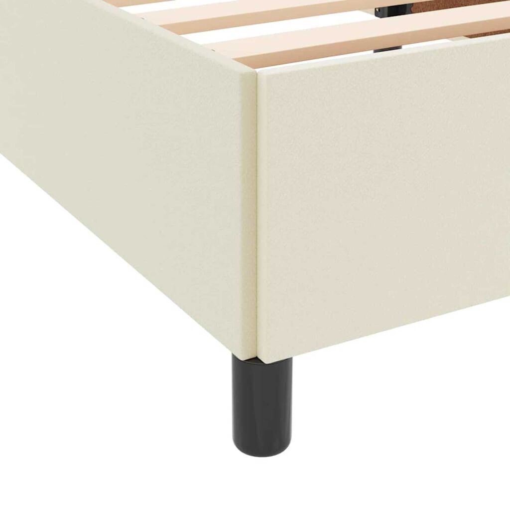 vidaXL Σκελετός κρεβατιού με στρώμα Κρεμ 100 x 200 cm Τεχνητό δέρμα