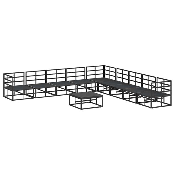 vidaXL Σετ Καναπέ Κήπου με μαξιλάρι 10 pcs Μαύρο Αλουμίνιο