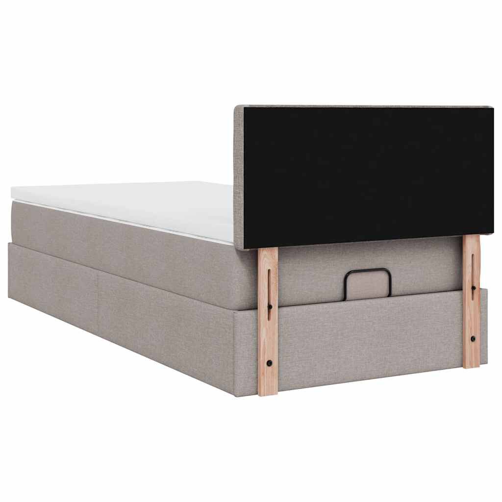 vidaXL Οθωμανικό κρεβάτι με στρώμα Taupe 100x200cm ύφασμα