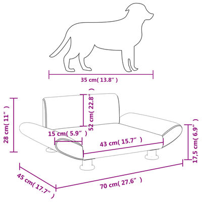 vidaXL Κρεβάτι Σκύλου Σκούρο Γκρι 70 x 45 x 28 εκ. Υφασμάτινο