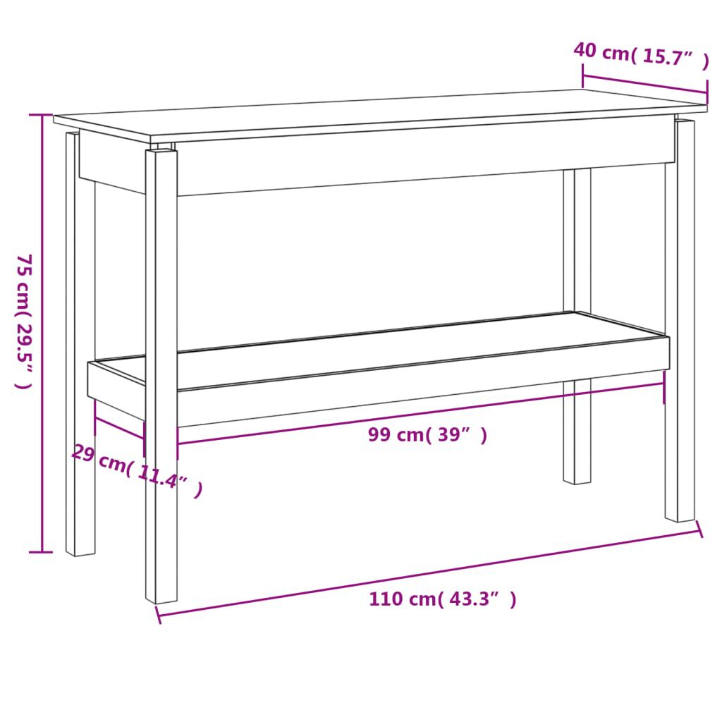 vidaXL Τραπέζι Κονσόλα Γκρί 110 x 40 x 75 εκ. από Μασίφ Ξύλο Πεύκου