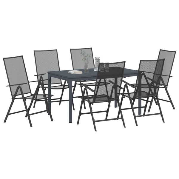 vidaXL Σέτ φαγητού για κήπο 7 pcs Ανθρακί Ατσάλι