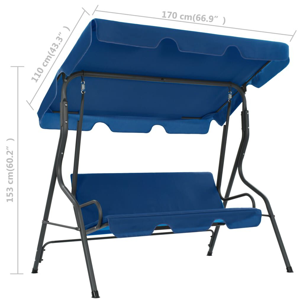vidaXL Παγκάκι Κούνια Κήπου Σκούρο Μπλε 170 x 110 x 153 εκ. Υφασμάτινο