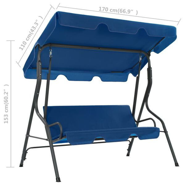 vidaXL Παγκάκι Κούνια Κήπου Σκούρο Μπλε 170 x 110 x 153 εκ. Υφασμάτινο