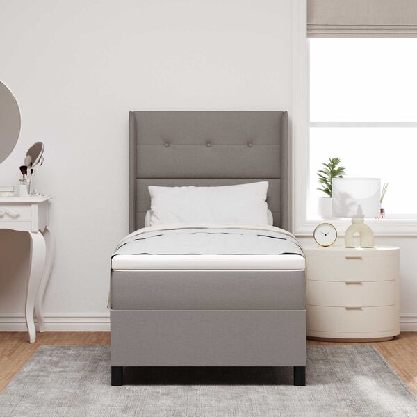 Κρεβάτι Box Spring vidaXL με στρώμα και LED Ταπέ <br>90x190 εκ. Υφάσμα