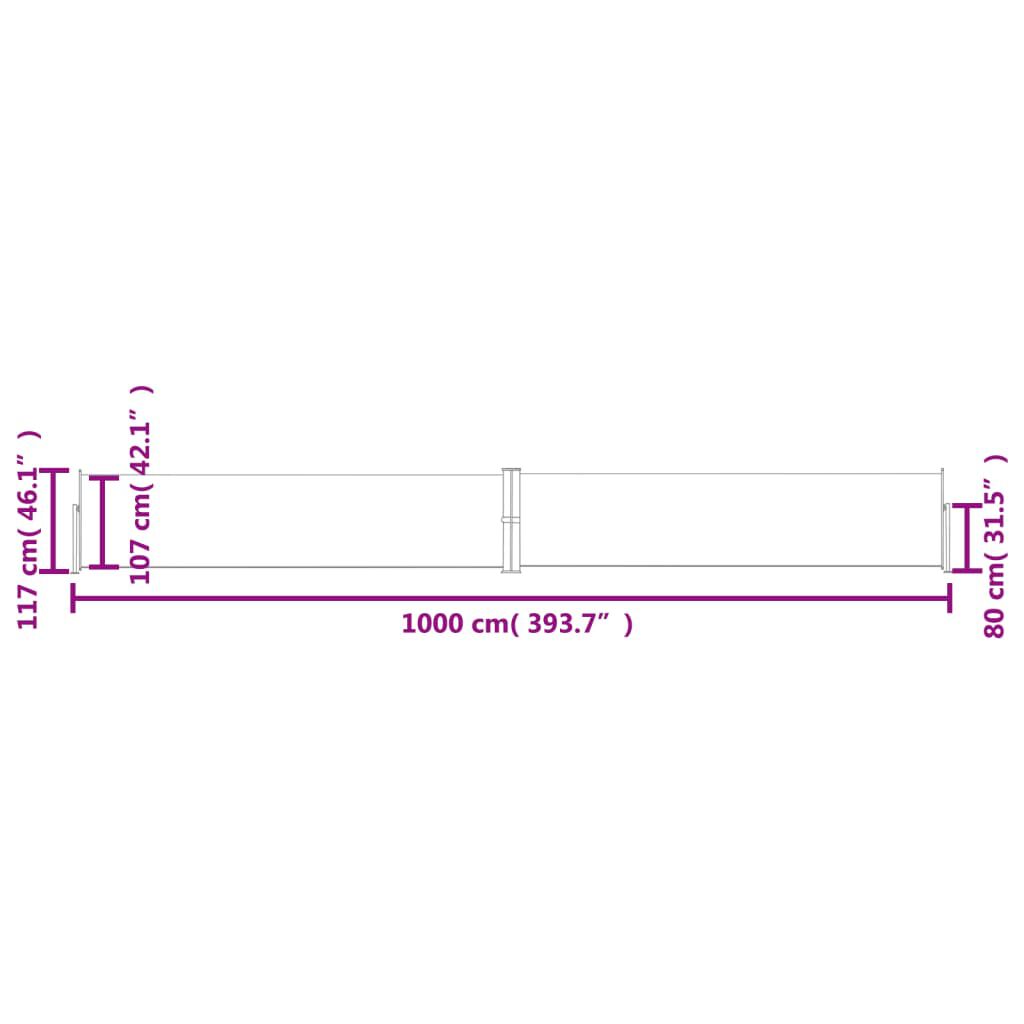 vidaXL Σκίαστρο Πλαϊνό Συρόμενο Μαύρο 180 x 1000 εκ.