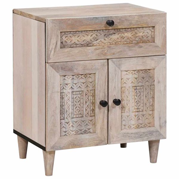 vidaXL Κομοδίνο με συρτάρι Μπεζ 50 x 33 x 60 εκ Μασίφ ξύλο μάνγκο