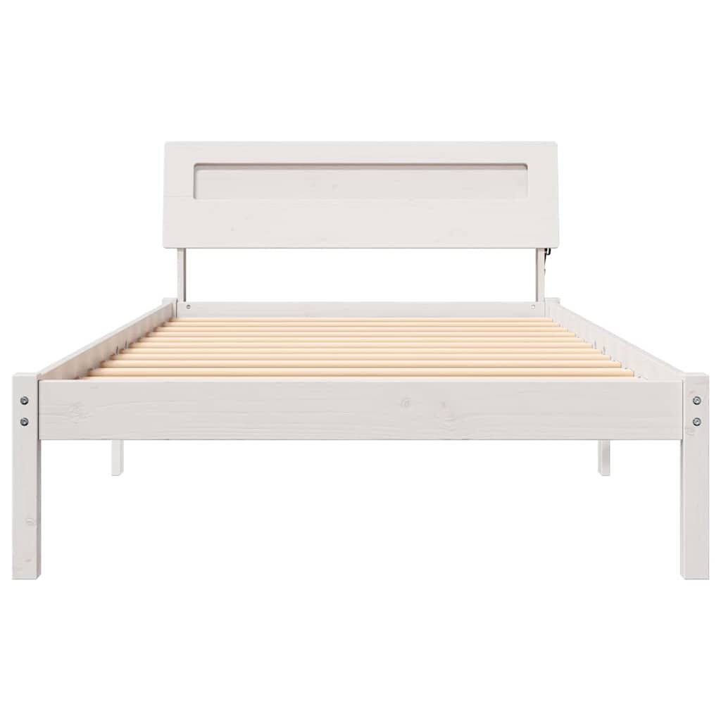 vidaXL Σκελετός Κρεβατιού Λευκό 75 x 190 cm Μασίφ ξύλο πεύκου