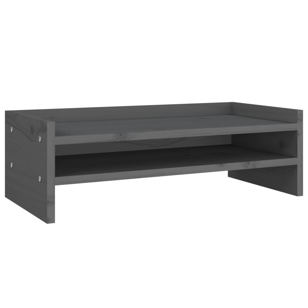 vidaXL Βάση Οθόνης Γκρι 50 x 24 x 16 εκ. από Μασίφ Ξύλο Πεύκου