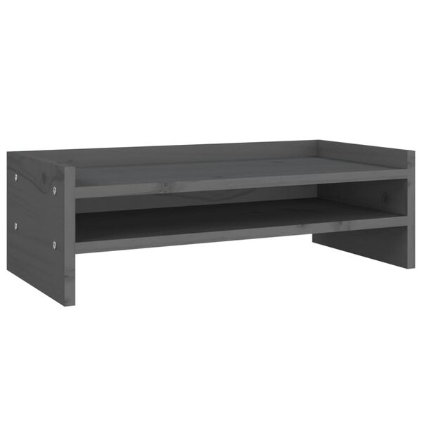 vidaXL Βάση Οθόνης Γκρι 50 x 24 x 16 εκ. από Μασίφ Ξύλο Πεύκου