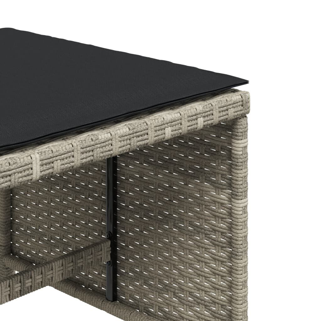 vidaXL Σκαμπό Κήπου 4 τεμ. Αν. Γκρι 40x40x35 εκ. Συνθ. Ρατάν Μαξιλάρια