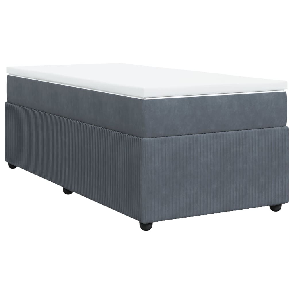 vidaXL Κρεβάτι Boxspring με Στρώμα Σκούρο Γκρι 80x200 εκ. Βελούδινο