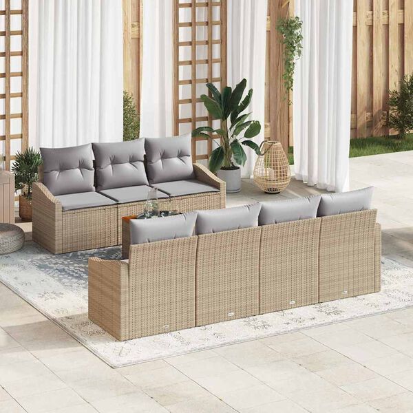 vidaXL Σετ Καναπέ Κήπου 8 pcs μπεζ και ανοιχτό γκρι