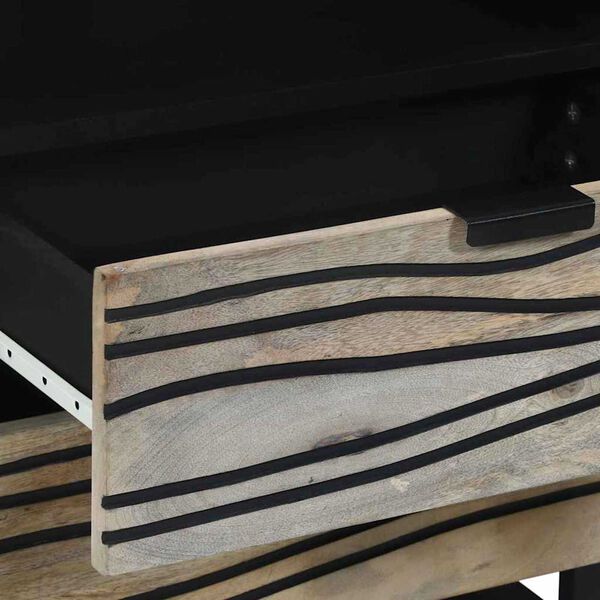 vidaXL Κομοδίνο Λευκό και μαύρο 50 x 33 x 60 εκ Μασίφ ξύλο μάνγκο