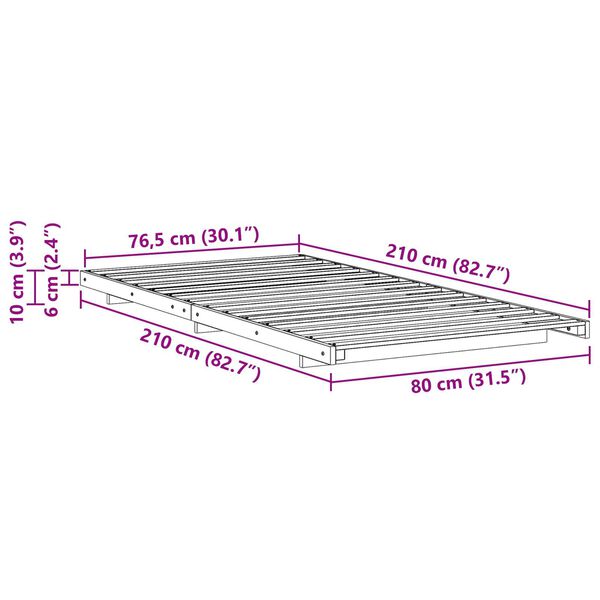 vidaXL Κρεβάτι δαπέδου Καφέ 80 x 210 cm Μασίφ ξύλο πεύκου