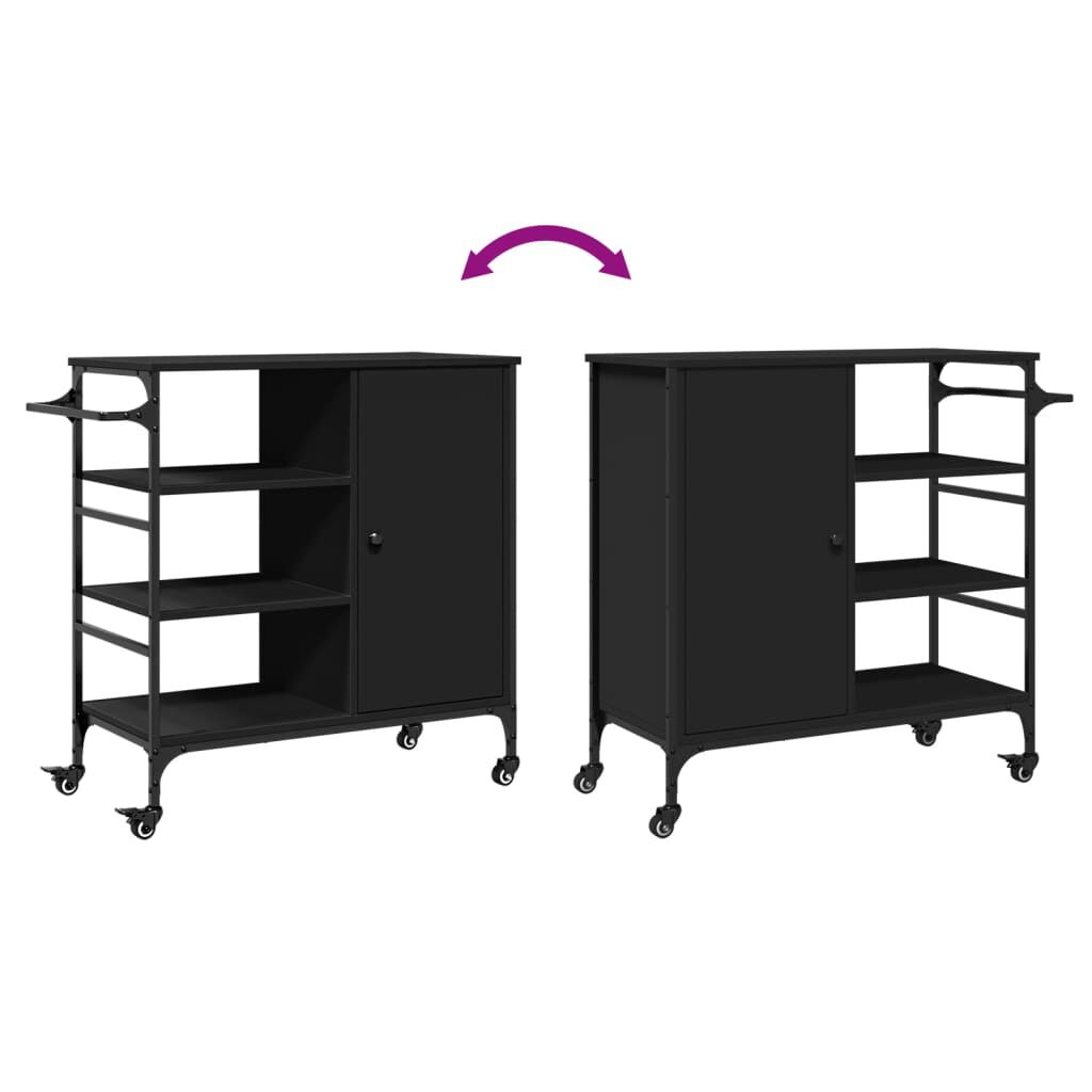 vidaXL Τρόλεϊ Κουζίνας Μαύρο 87,5x38,5x84,5 εκ. από Επεξεργασμένο Ξύλο