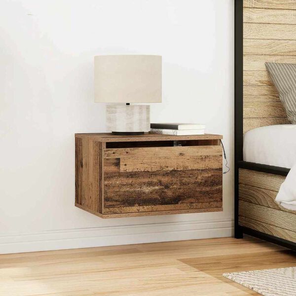vidaXL Τοίχου κομοδίνο Παλαιό ξύλο 50 x 36 x 30 εκ Επεξεργασμένο ξύλο