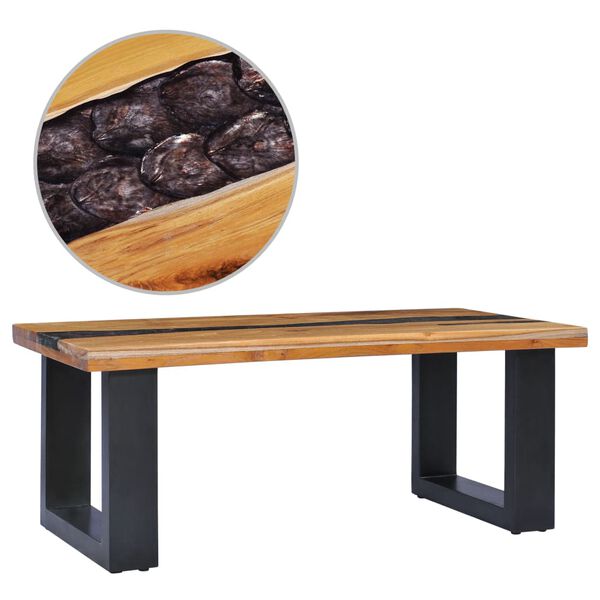 vidaXL Τραπεζάκι Σαλονιού 100x50x40 εκ. Μασίφ Ξύλο Teak / Συνθ. Ρητίνη