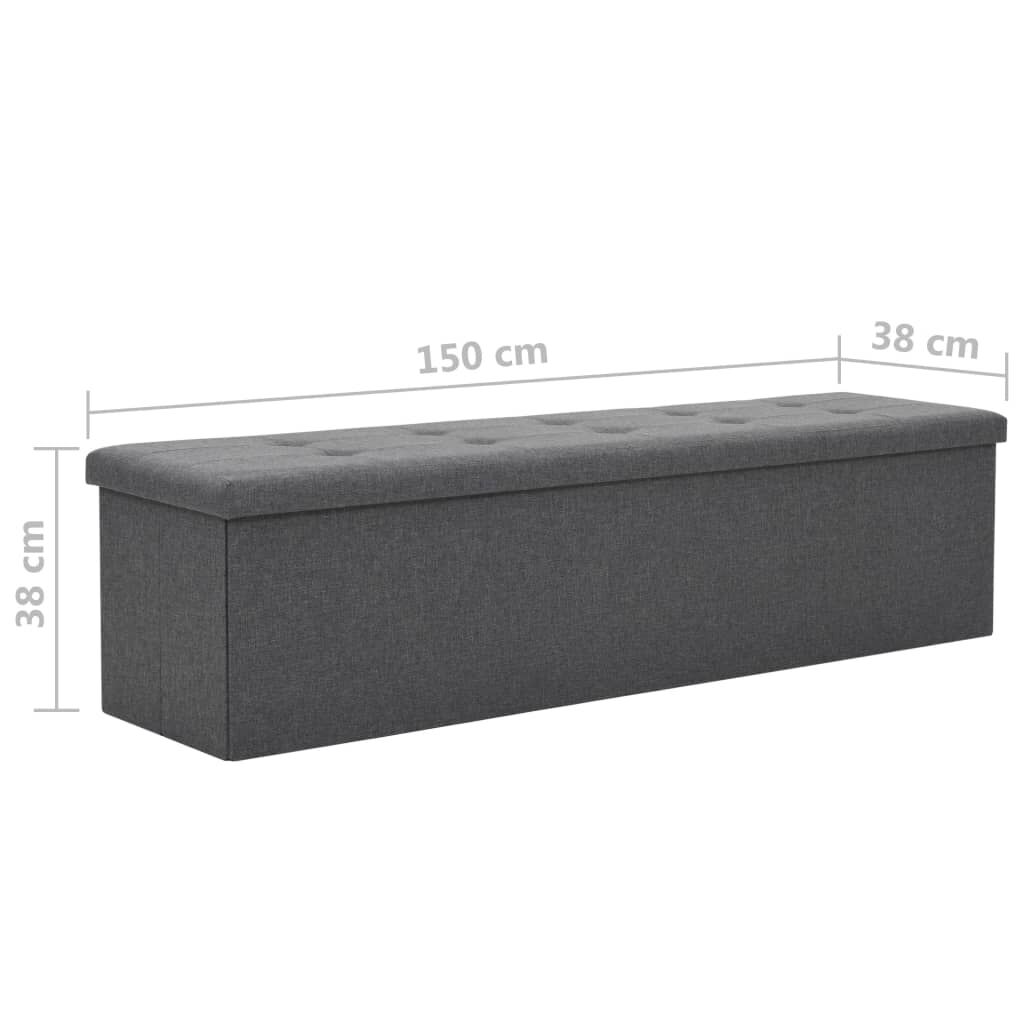 vidaXL Πάγκος Αποθήκευσης Σκούρο Γκρι 150 x 38 x 38 εκ. Συνθετικό Λινό