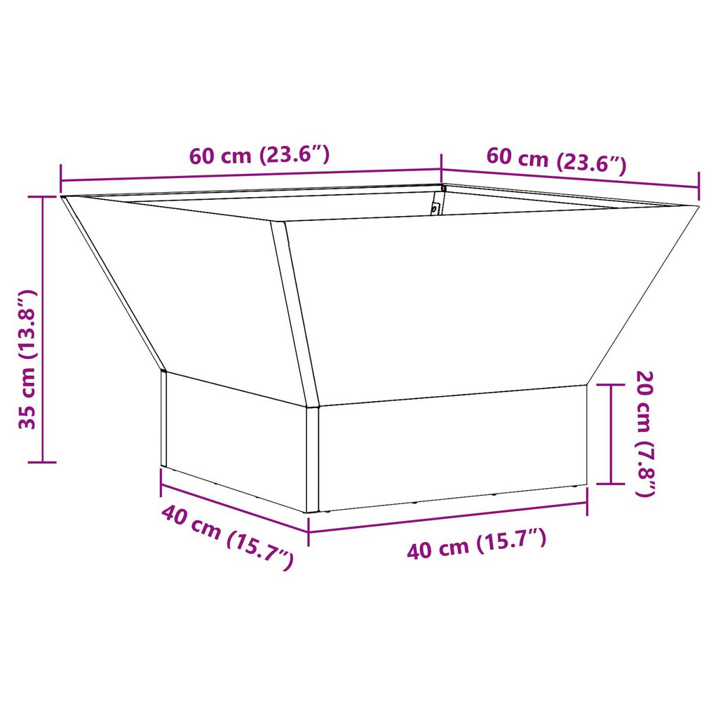 vidaXL Τζάκι Τετράγωνο Μαύρο 60x60x35 εκ. Ατσάλι