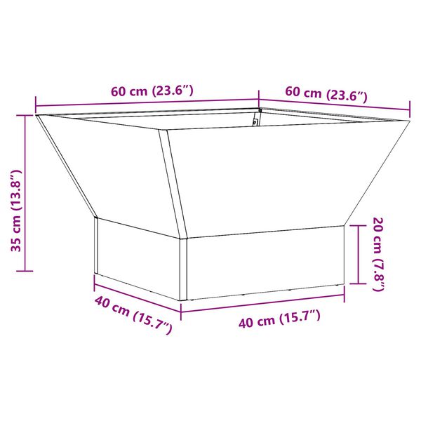 vidaXL Τζάκι Τετράγωνο Μαύρο 60x60x35 εκ. Ατσάλι