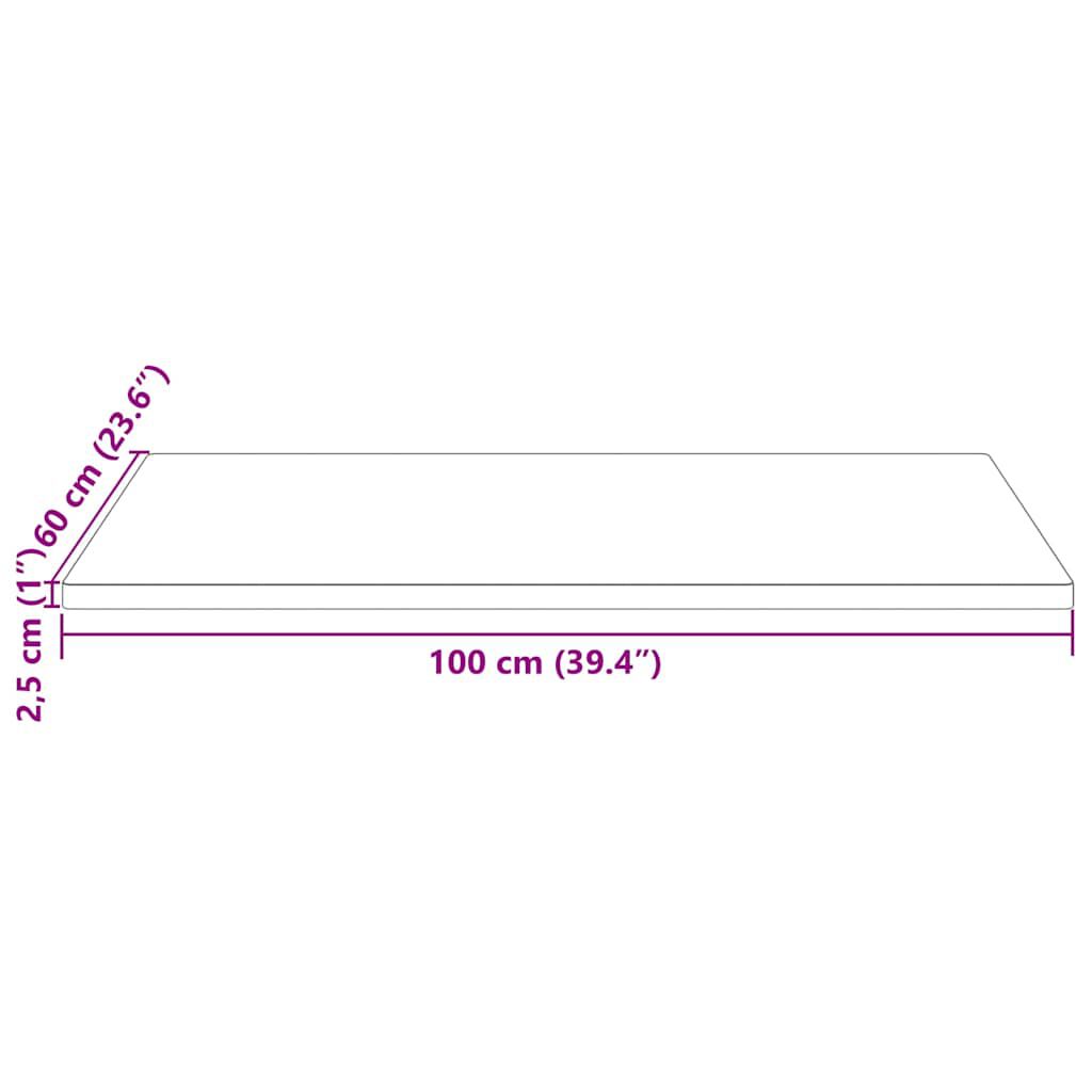 vidaXL Επιφάνεια Τραπεζιού Ορθογ. 100x60x2,5 εκ. από Μασίφ Ξύλο Πεύκου