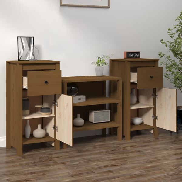 vidaXL Συρταριέρες 2 τεμ. Καφέ Μελί 40x35x80 εκ. από Μασίφ Ξύλο Πεύκου