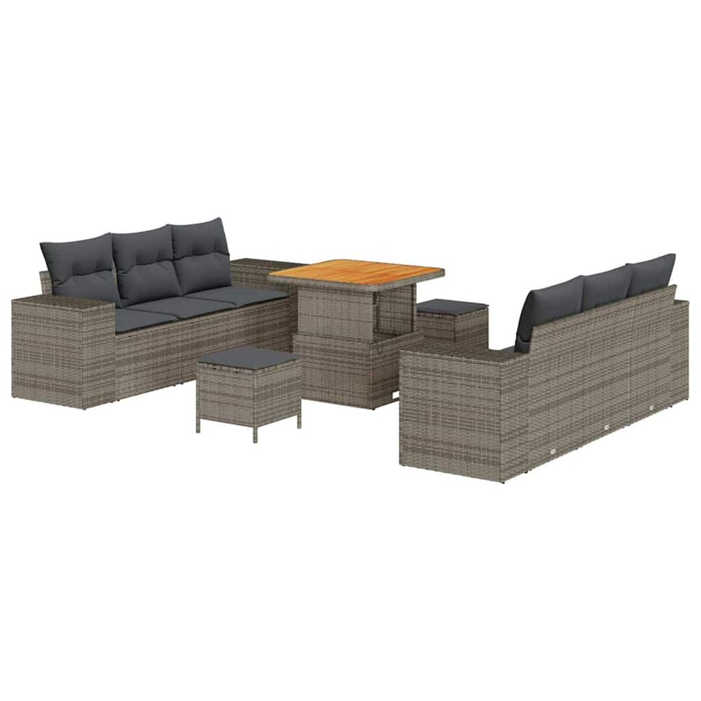 vidaXL Σετ Καναπέ Κήπου με μαξιλάρι 9 pcs Γκρι 80 x 80 x 71 cm