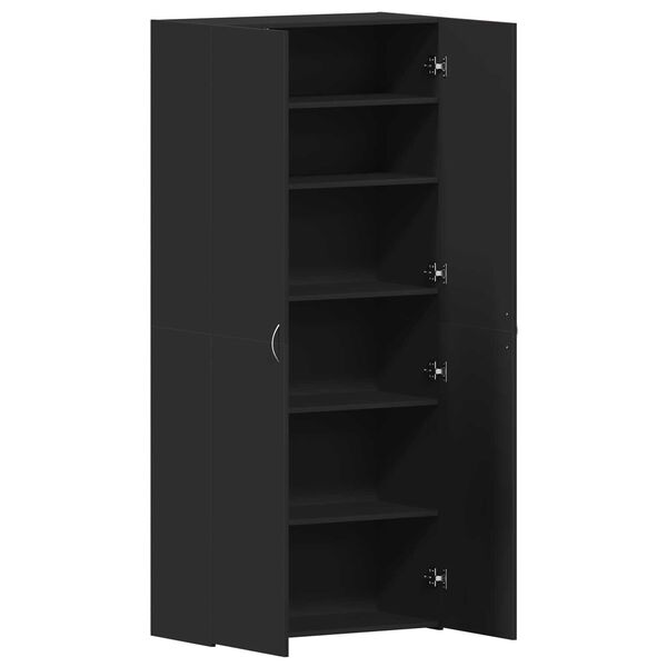 vidaXL Ντουλάπα παπουτσιών Μαύρη 80x35,5x180 εκ Επεξεργασμένο ξύλο