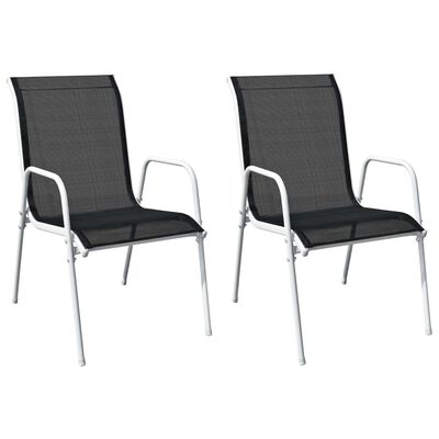 vidaXL Καρέκλες Κήπου Στοιβαζόμενες 2 τεμ. Μαύρες από Ατσάλι/Textilene