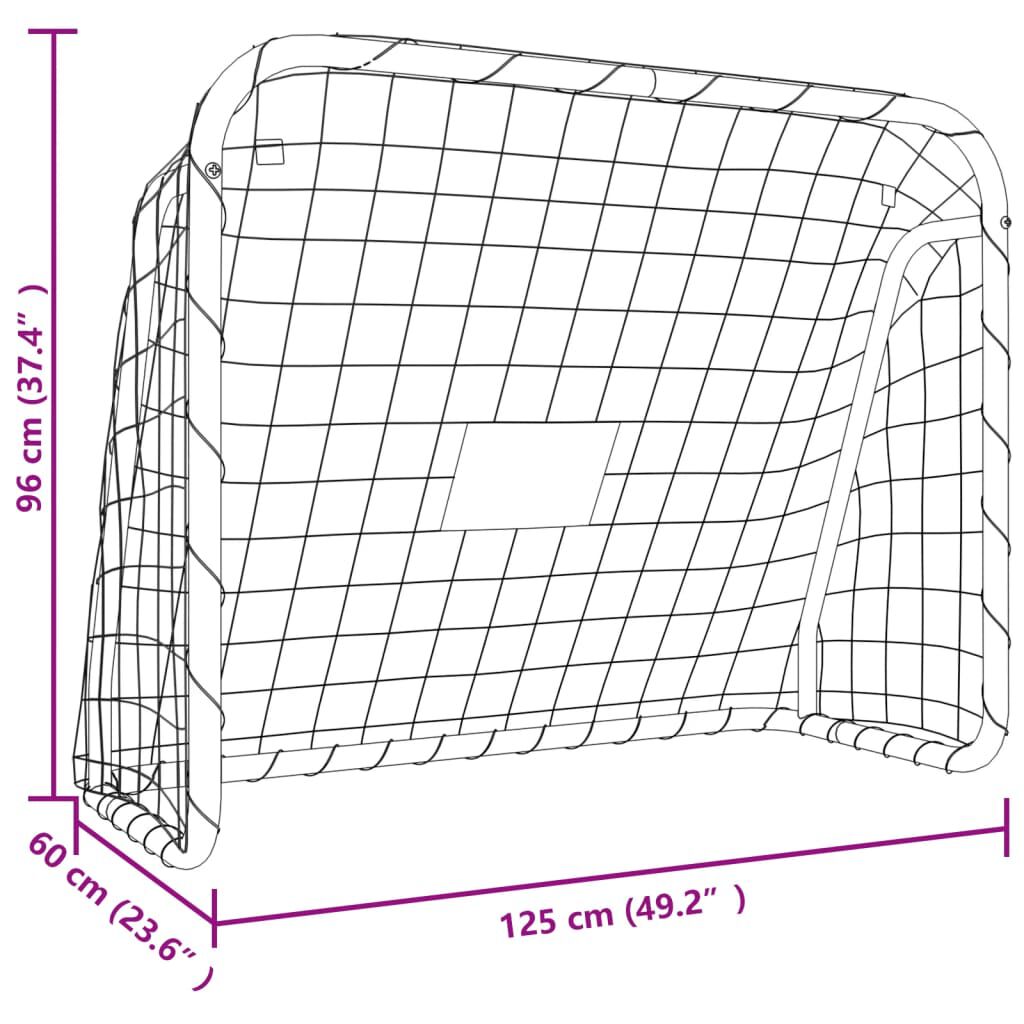 vidaXL Τέρμα Ποδοσφαίρου με Δίχτυ Λευκό 125x96x60εκ Ατσάλι/Πολυεστέρας