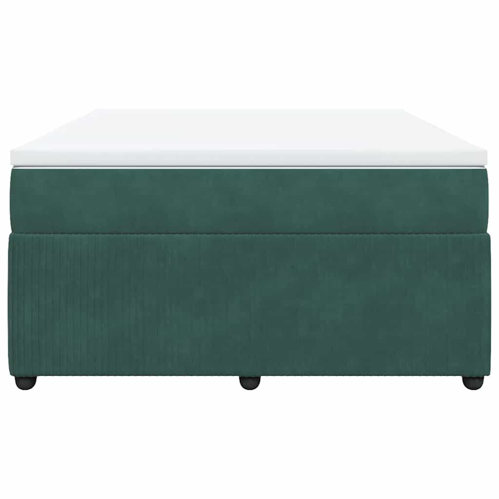 vidaXL Κρεβάτι Boxspring με Στρώμα Σκούρο Πράσινο 160x200εκ. Βελούδινο