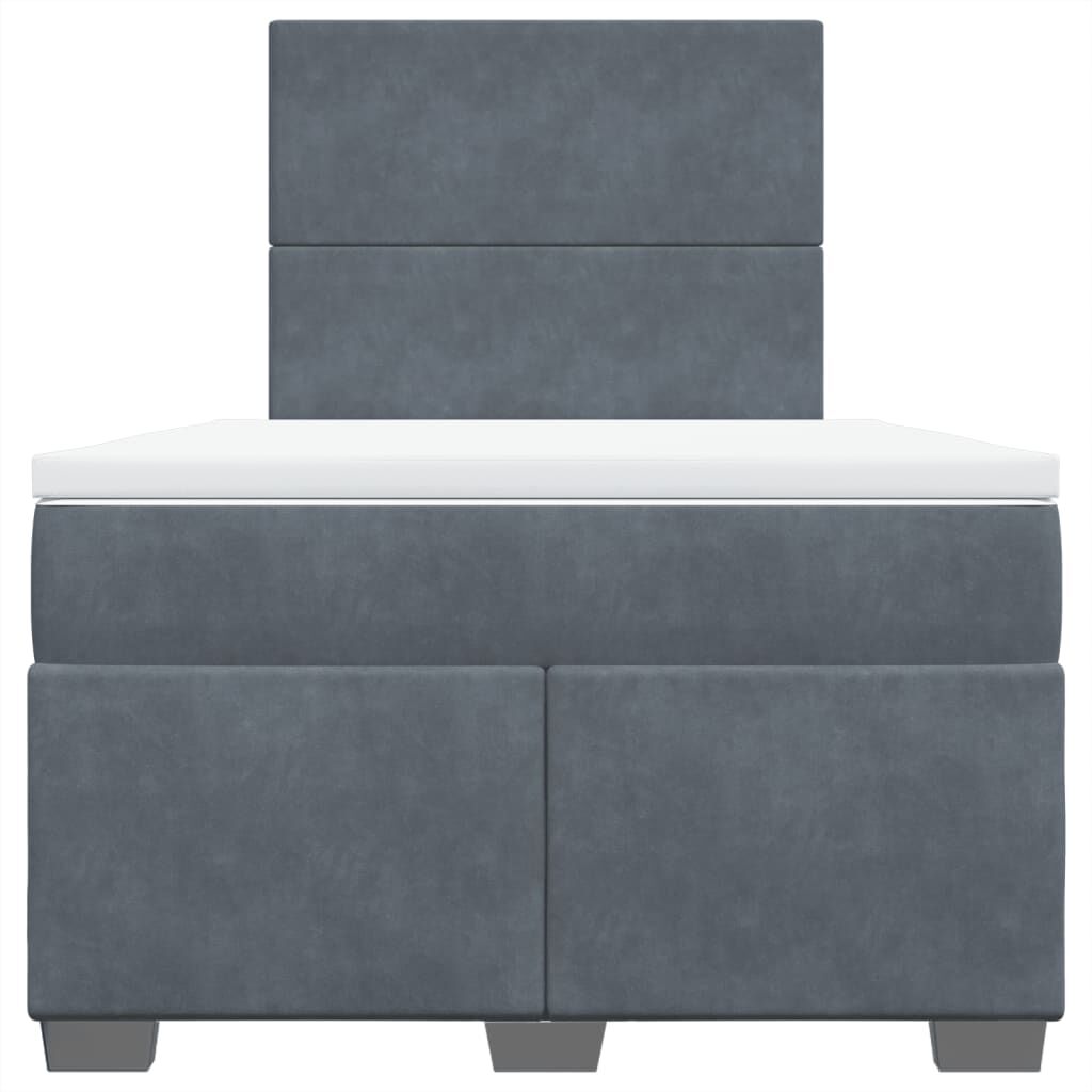 vidaXL Κρεβάτι Boxspring με Στρώμα Σκούρο Γκρι 120x200 εκ. Βελούδινο