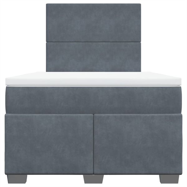 vidaXL Κρεβάτι Boxspring με Στρώμα Σκούρο Γκρι 120x200 εκ. Βελούδινο