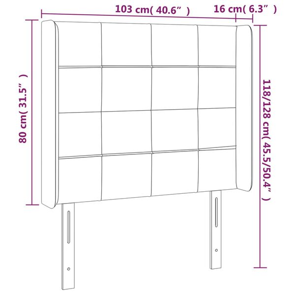 vidaXL Κεφαλάρι με Πτερύγια Ανοιχτό Γκρι 103x16x118/128 εκ. Υφασμάτινο