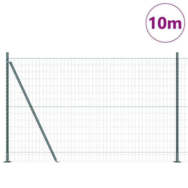 vidaXL Φράχτης με Στήλες. Πράσινο 1.5 x 10 m Ατσάλι