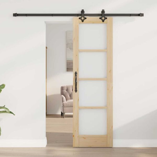 vidaXL Συρόμενη Πόρτα ORKDAL Καφέ 61 x 198.5 εκ. Ξύλο και μέταλλο