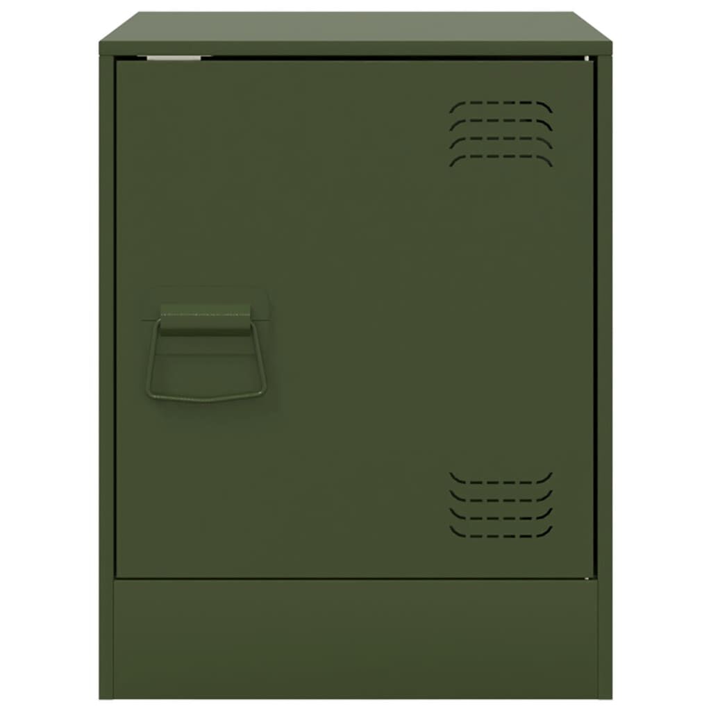 vidaXL Κομοδίνο Πράσινο Λαδί 34,5x39x44 εκ. από Χάλυβα