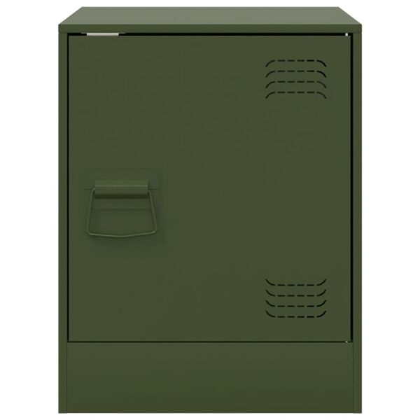 vidaXL Κομοδίνο Πράσινο Λαδί 34,5x39x44 εκ. από Χάλυβα