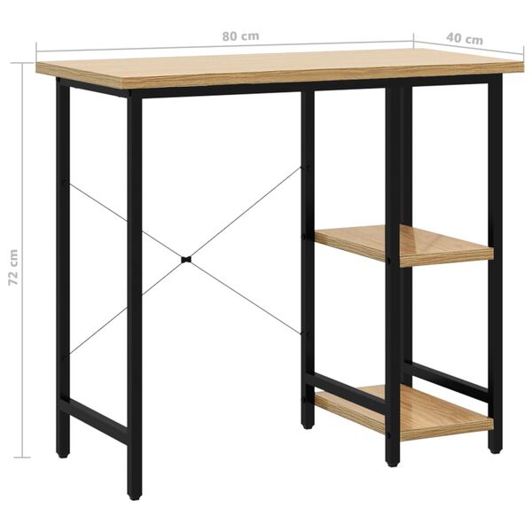 vidaXL Γραφείο Υπολογιστή Μαύρο/Ανοιχτ. Δρυς 80x40x72εκ MDF & Μέταλλο